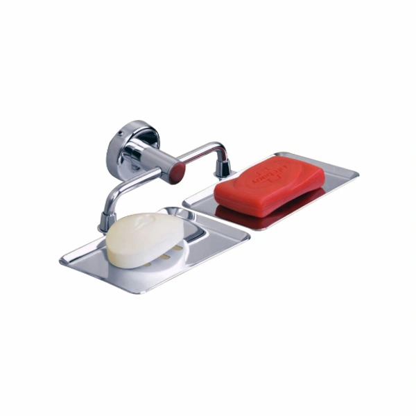 BA27 stainless Steel Anti Rust Double Dish-Bathroom Soap Holder, Medium (Silver Finish)