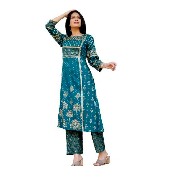 Elegant Rayon Kurta Palazzo Set  - S