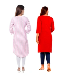 Cotton Kurta Combo  -Pink Striped And Plain Marroon - XL