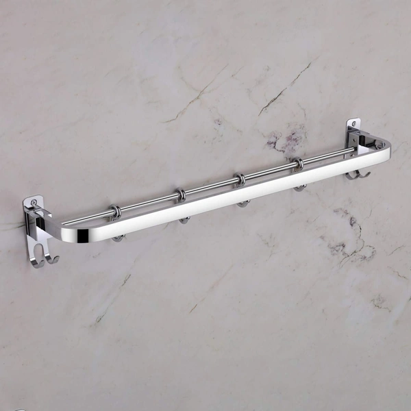 BA58 Ant Rust 304 Grade Stainless Steel Folding Towel Rod with Hooks/Towel Rack for Bathroom/Towel Bar/Hanger/Bathroom Accessories - (24 Inch)