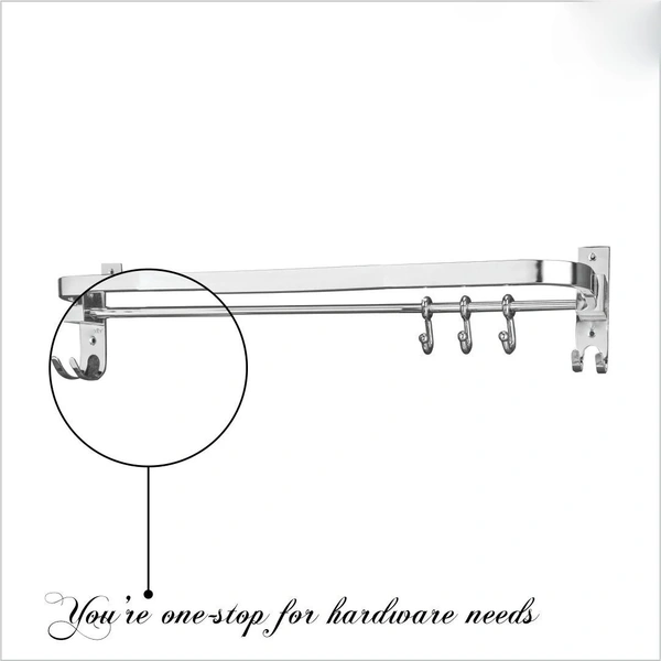 BA58 Ant Rust 304 Grade Stainless Steel Folding Towel Rod with Hooks/Towel Rack for Bathroom/Towel Bar/Hanger/Bathroom Accessories - (24 Inch)