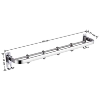 BA58 Ant Rust 304 Grade Stainless Steel Folding Towel Rod with Hooks/Towel Rack for Bathroom/Towel Bar/Hanger/Bathroom Accessories - (24 Inch)
