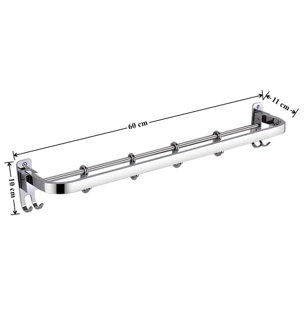BA58 Ant Rust 304 Grade Stainless Steel Folding Towel Rod with Hooks/Towel Rack for Bathroom/Towel Bar/Hanger/Bathroom Accessories - (24 Inch)