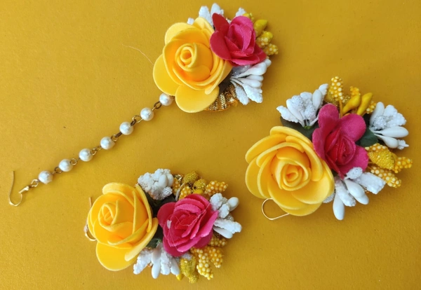 Mangtika Earring Set | Fashionable Flower Jewelry 