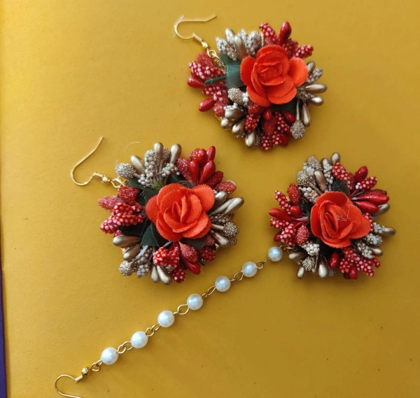 Mangtika Earring Set | Fashionable Flower Jewelry 