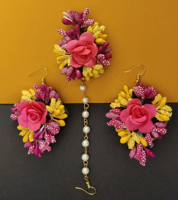 Mangtika Earring Set | Fashionable Flower Jewelry 