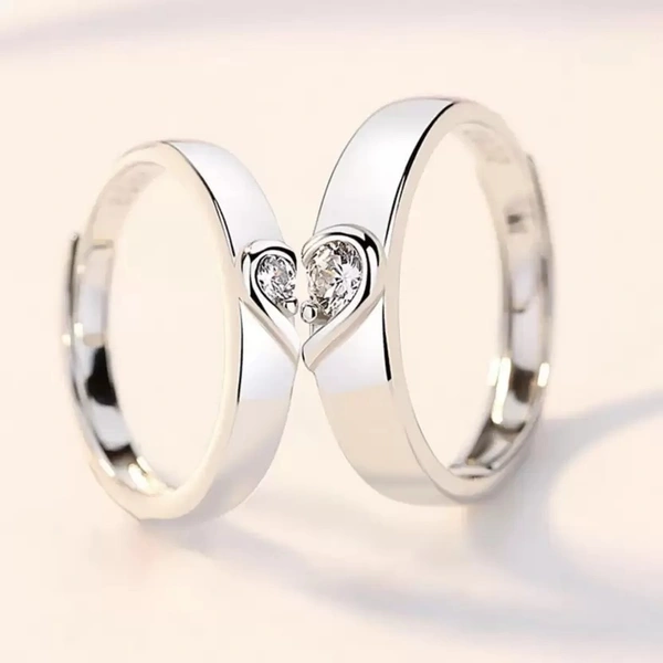 Unique Style Couple Rings | Proposal Ring Set | Rings for Men Women | Fashionable Engagement Valentine Rings Combo | Silver Polished Rings | CPL102