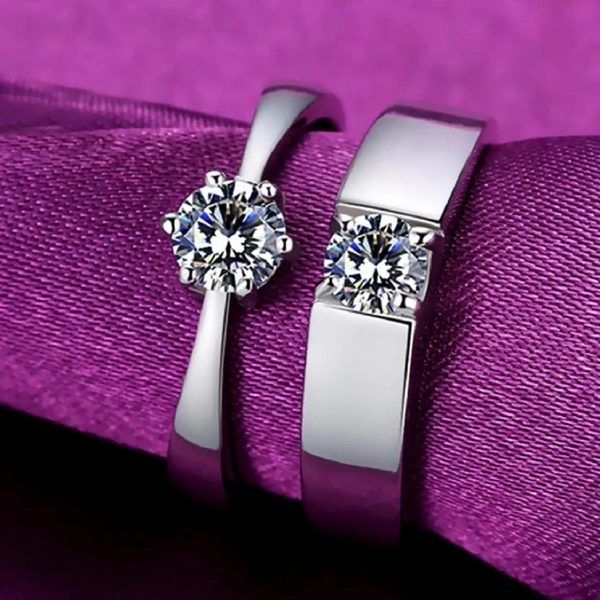 Unique Style Couple Rings | Proposal Ring Set | Rings for Men Women | Fashionable Engagement Valentine Rings Combo | Silver Polished Rings | CPL101