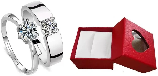 Unique Style Couple Rings | Proposal Ring Set | Rings for Men Women | Fashionable Engagement Valentine Rings Combo | Silver Polished Rings | CPL101