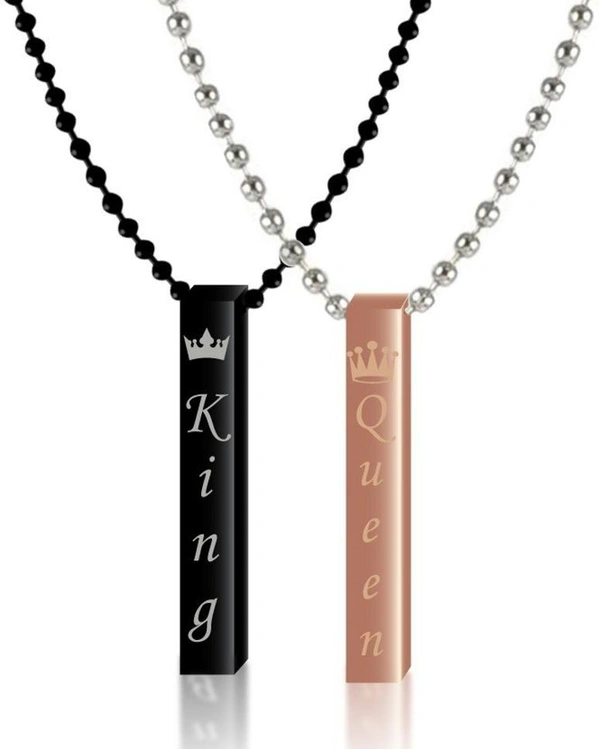 King Queen Black Rose Gold Locket - 