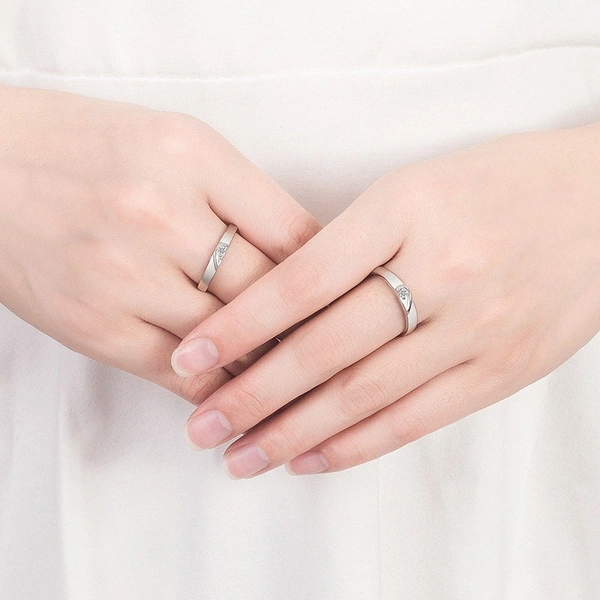 Unique Style Couple Rings | Proposal Ring Set | Rings for Men Women | Fashionable Engagement Valentine Rings Combo | Silver Polished Rings | CPL102