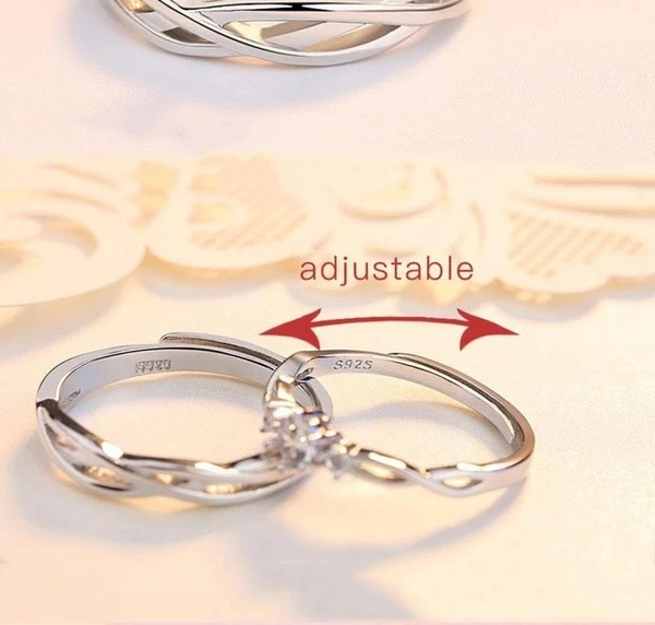 Unique Style Couple Rings | Proposal Ring Set | Rings for Men Women | Fashionable Engagement Valentine Rings Combo | Silver Polished Rings | CPL103