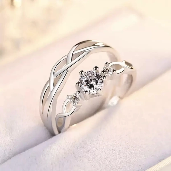 Unique Style Couple Rings | Proposal Ring Set | Rings for Men Women | Fashionable Engagement Valentine Rings Combo | Silver Polished Rings | CPL103