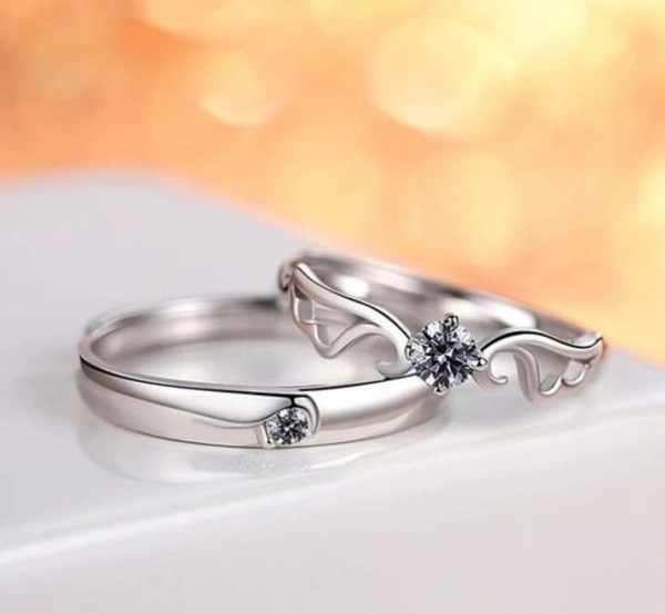Unique Style Couple Rings | Proposal Ring Set | Rings for Men Women | Fashionable Engagement Valentine Rings Combo | Silver Polished Rings | Cpl105