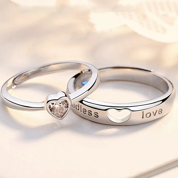 Unique Style Couple Rings | Proposal Ring Set | Rings for Men Women | Fashionable Engagement Valentine Rings Combo | Silver Polished Rings | Cpl107
