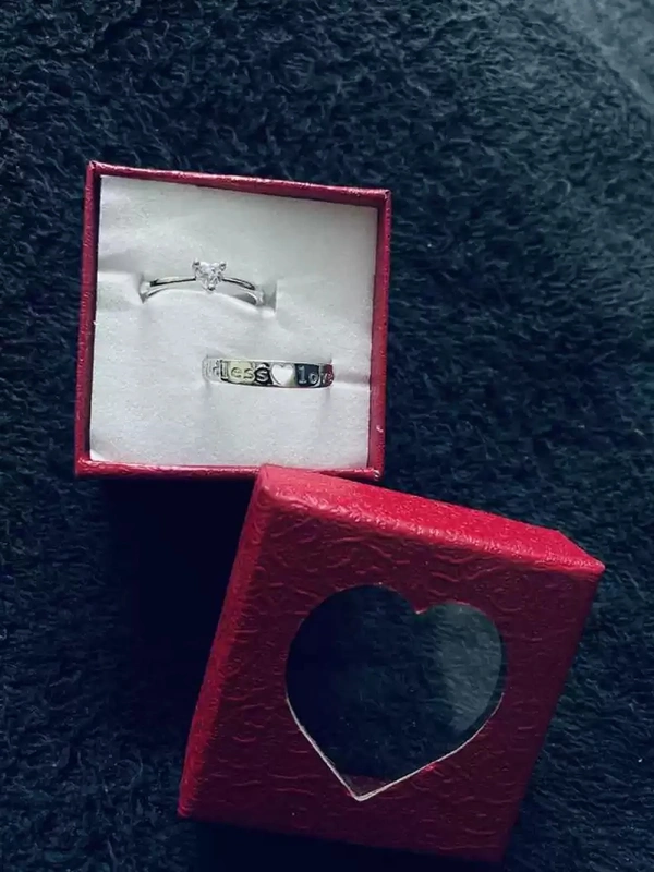 Unique Style Couple Rings | Proposal Ring Set | Rings for Men Women | Fashionable Engagement Valentine Rings Combo | Silver Polished Rings | Cpl107