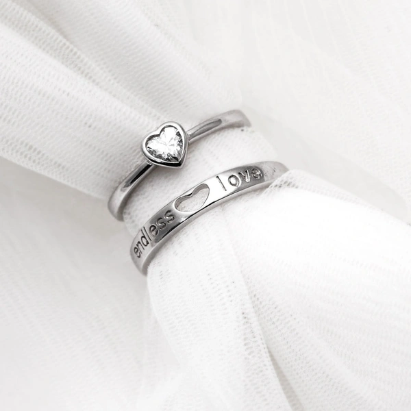 Unique Style Couple Rings | Proposal Ring Set | Rings for Men Women | Fashionable Engagement Valentine Rings Combo | Silver Polished Rings | Cpl107