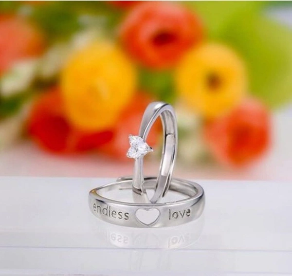 Unique Style Couple Rings | Proposal Ring Set | Rings for Men Women | Fashionable Engagement Valentine Rings Combo | Silver Polished Rings | Cpl107