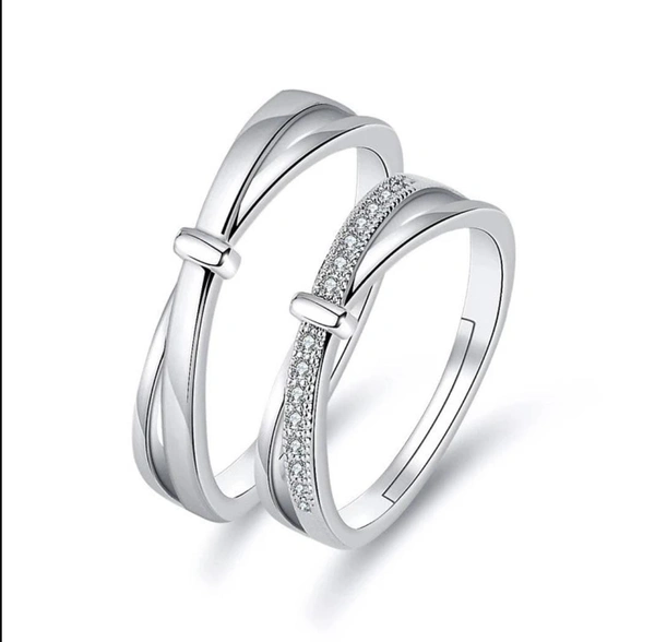 Unique Style Couple Rings | Proposal Ring Set | Rings for Men Women | Fashionable Engagement Valentine Rings Combo | Silver Polished Rings | Cpl110