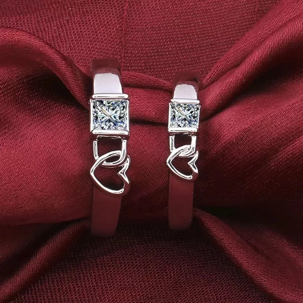 Unique Style Couple Rings | Proposal Ring Set | Rings for Men Women | Fashionable Engagement Valentine Rings Combo | Silver Polished Rings | Cpl111