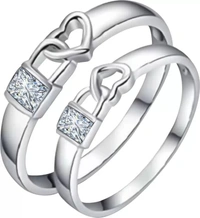 Unique Style Couple Rings | Proposal Ring Set | Rings for Men Women | Fashionable Engagement Valentine Rings Combo | Silver Polished Rings | Cpl111