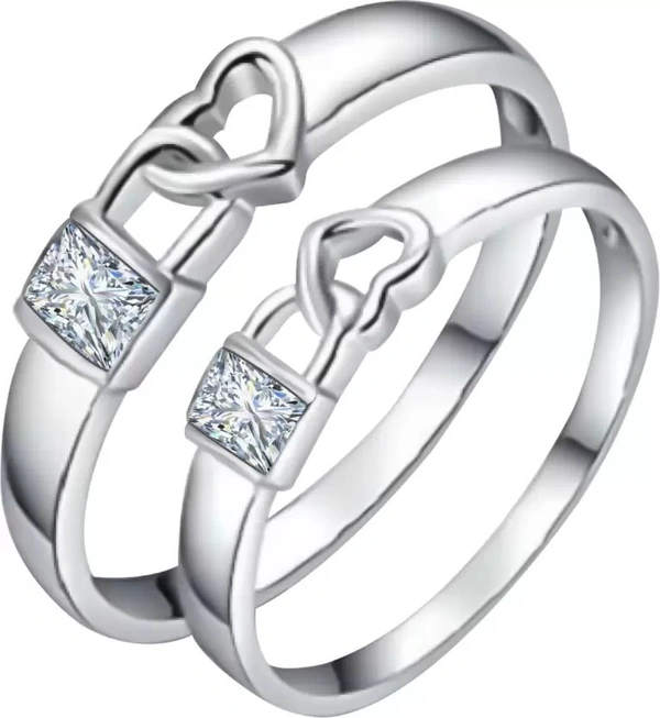 Unique Style Couple Rings | Proposal Ring Set | Rings for Men Women | Fashionable Engagement Valentine Rings Combo | Silver Polished Rings | Cpl111