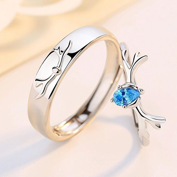 Unique Style Couple Rings | Proposal Ring Set | Rings for Men Women | Fashionable Engagement Valentine Rings Combo | Silver Polished Rings|Cpl121