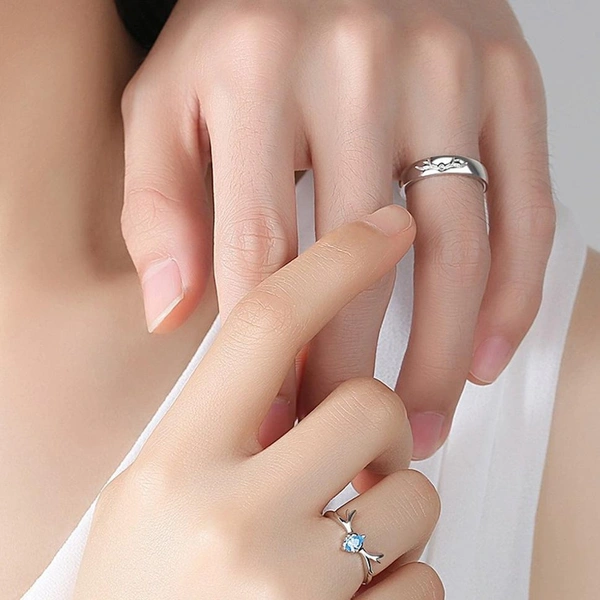 Unique Style Couple Rings | Proposal Ring Set | Rings for Men Women | Fashionable Engagement Valentine Rings Combo | Silver Polished Rings|Cpl121