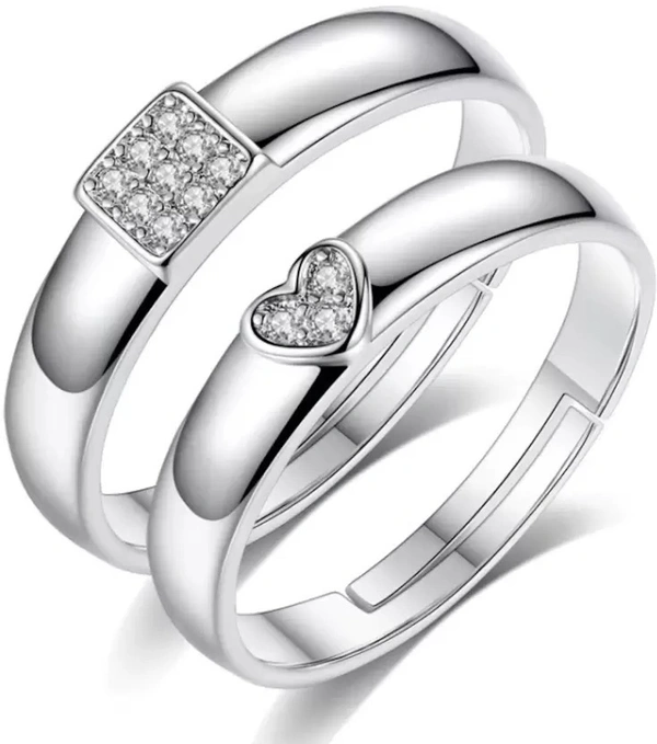 Unique Style Couple Rings | Proposal Ring Set | Rings for Men Women | Fashionable Engagement Valentine Rings Combo | Silver Polished Rings | CPL123
