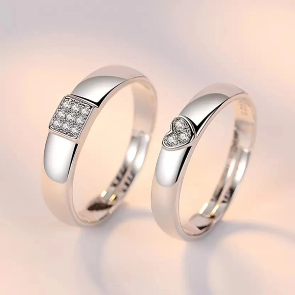 Unique Style Couple Rings | Proposal Ring Set | Rings for Men Women | Fashionable Engagement Valentine Rings Combo | Silver Polished Rings | CPL123