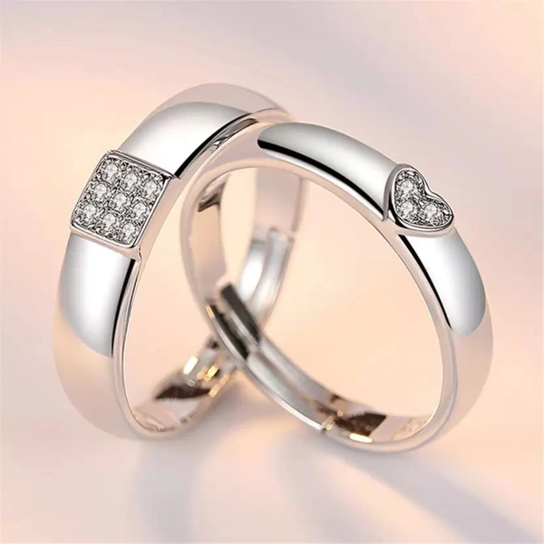 Unique Style Couple Rings | Proposal Ring Set | Rings for Men Women | Fashionable Engagement Valentine Rings Combo | Silver Polished Rings | CPL123