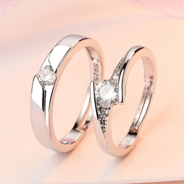 Unique Style Couple Rings | Proposal Ring Set | Rings for Men Women | Fashionable Engagement Valentine Rings Combo | Silver Polished Rings|CPL126
