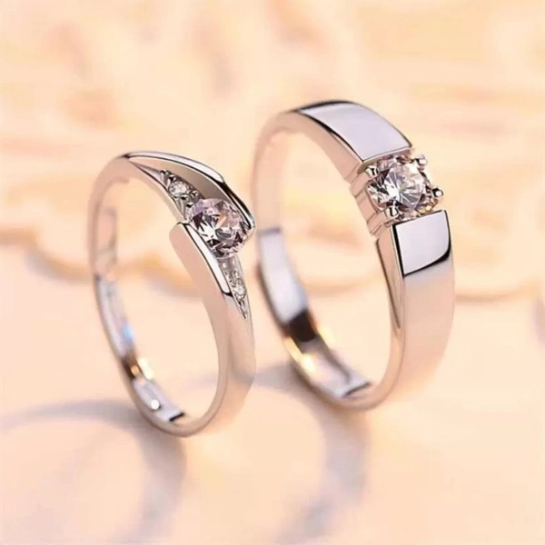 Unique Style Couple Rings | Proposal Ring Set | Rings for Men Women | Fashionable Engagement Valentine Rings Combo | Silver Polished Rings|CPL126