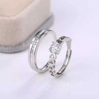 Unique Style Couple Rings | Proposal Ring Set | Rings for Men Women | Fashionable Engagement Valentine Rings Combo | Silver Polished Rings | Cpl127