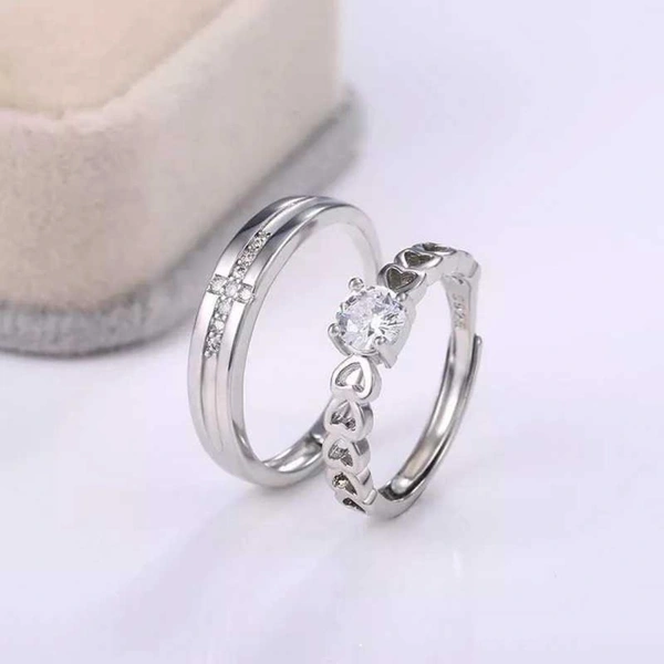 Unique Style Couple Rings | Proposal Ring Set | Rings for Men Women | Fashionable Engagement Valentine Rings Combo | Silver Polished Rings | Cpl127