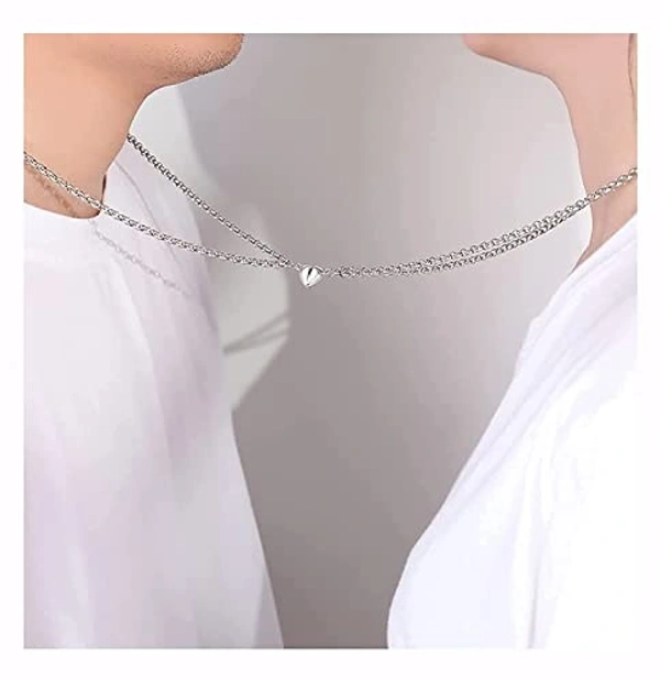 Magnet Heart Lockets | Silver Polished Chain Heart lockets |Men Women lockets