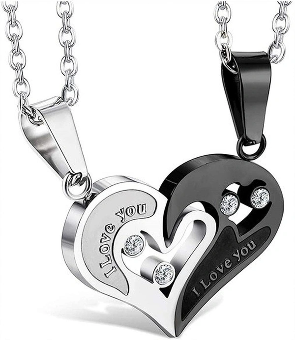Men Women Lockets| Couple Heart Lockets | Black Silver Heart Lockets