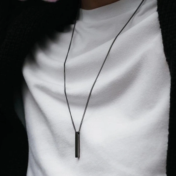 Kazare Bar Pendants Combo | Silver Black Gold Bar 3-D Vertical Bar Locket  - Free Size