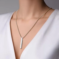 Kazare Bar Pendants Combo | Silver Black Gold Bar 3-D Vertical Bar Locket  - Free Size