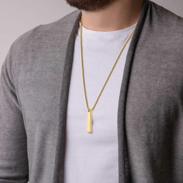Kazare Bar Pendants Combo | Silver Black Gold Bar 3-D Vertical Bar Locket  - Free Size