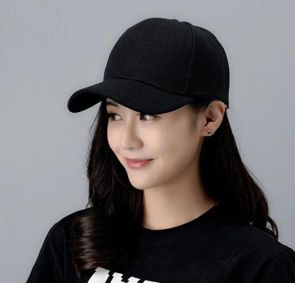 Black Caps For Summer | Elegant Stylish BASEBALL Caps | Sun burn Protection - Free Size, Black, 2
