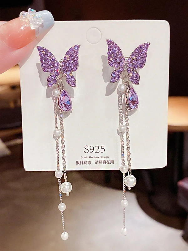 Earring For Women | Korean Earring | Western Earring - Free Size, Purple, 1 pair