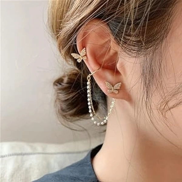 Korean Earring | Earring For Women | Western Earring - Free Size, Rose Gold, 1 pair