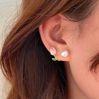 korean Earring |  Earring For Girl | Western Earring - Free Size, Pink, 2 earring