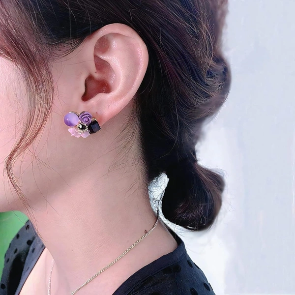 Korean Earring | Earring For Girl | Women Earring | Western Earring - Free Size, Purple, 1 pair