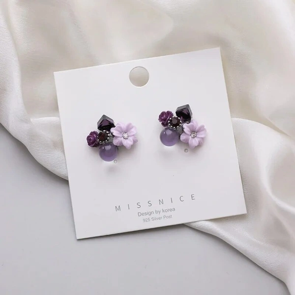 Korean Earring | Earring For Girl | Women Earring | Western Earring - Free Size, Purple, 1 pair