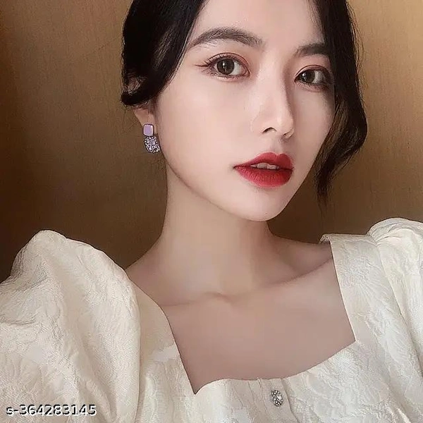 Korean Earring | Earring For Girl | Women Earring - Free Size, Purple, 1 pair