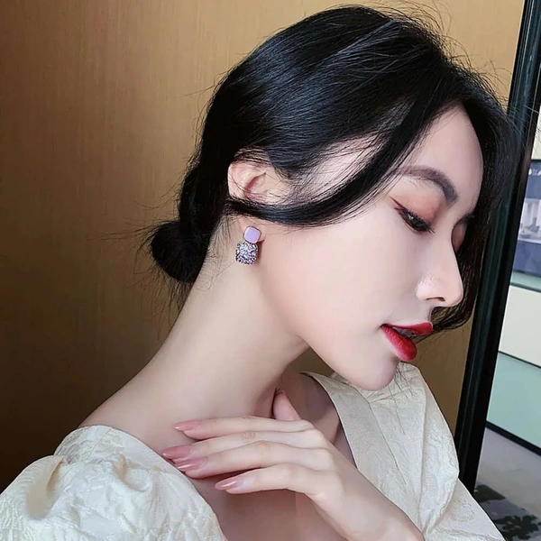 Korean Earring | Earring For Girl | Women Earring - Free Size, Purple, 1 pair
