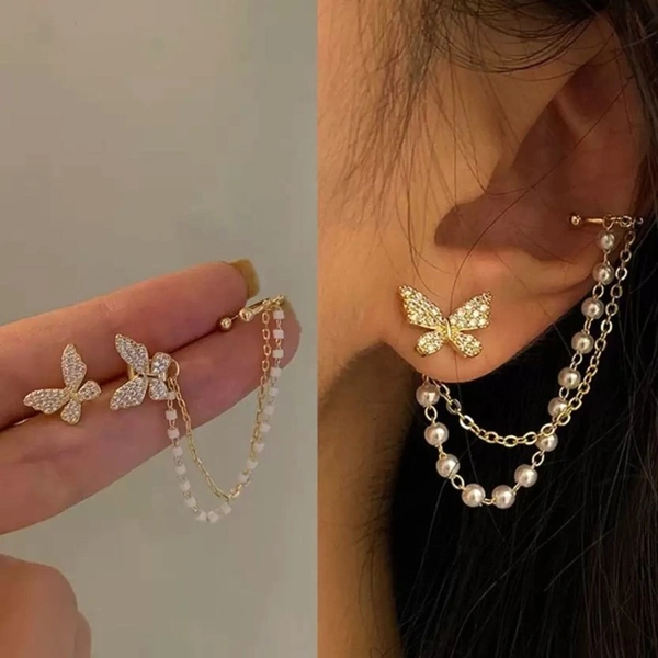 Korean Earring | Earring For Women | Western Earring - Free Size, Rose Gold, 1 pair