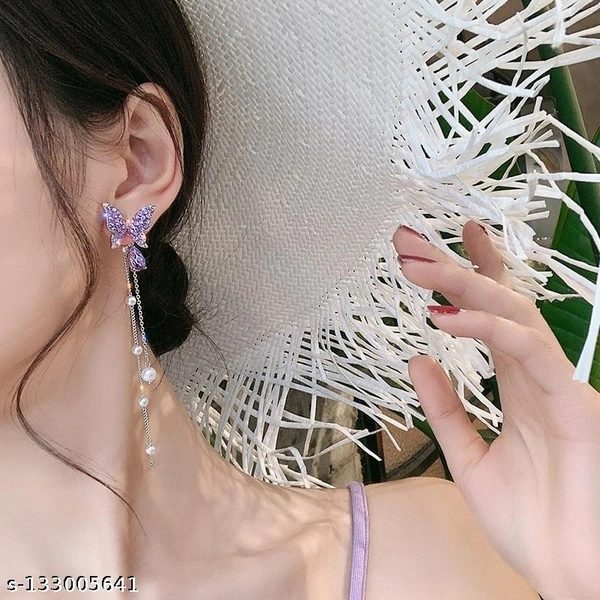 Earring For Women | Korean Earring | Western Earring - Free Size, Purple, 1 pair
